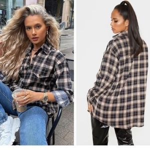Oversized Brown Checkered Flannel